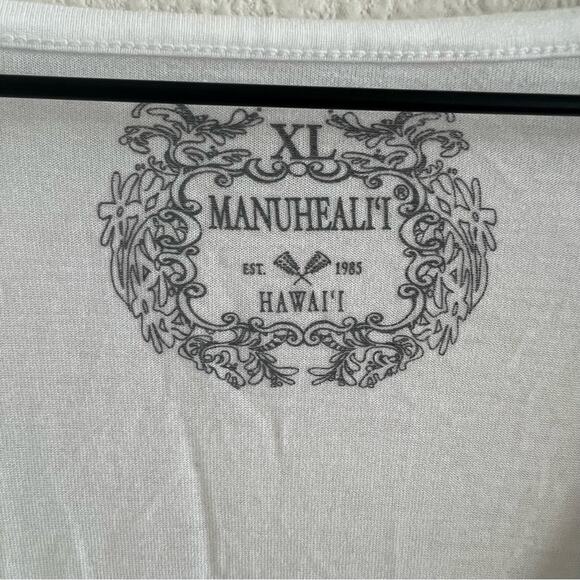 Manuhealii White Long Sleeve V Neck Soft Top Blouse Hookupaianaaha XL - Picture 3 of 7